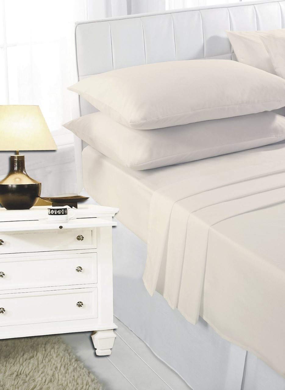 Extra Deep 40cm Fitted Sheet Bed Sheets Single Double King Super King (Cream, King 150cm x 200cm)