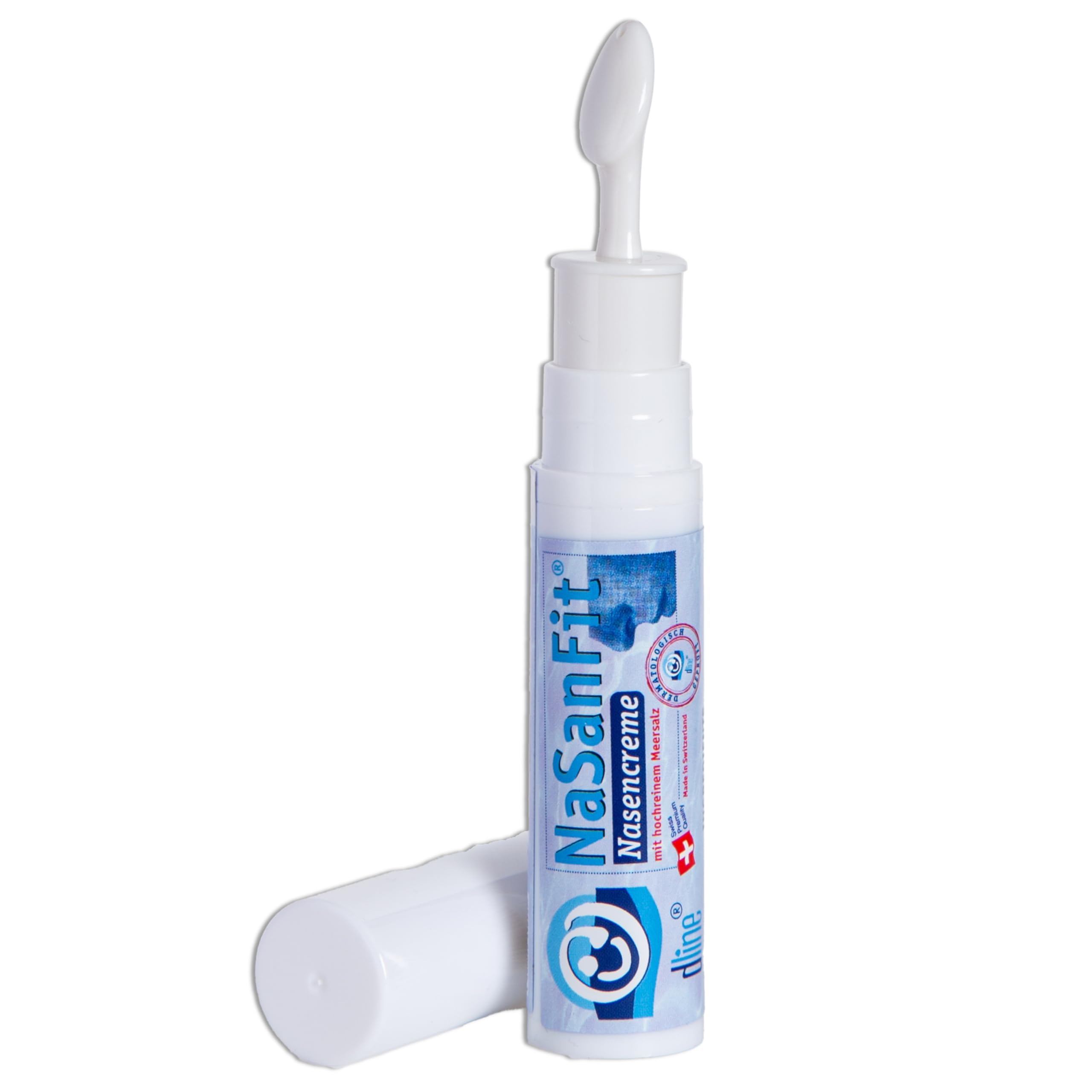 Dline Nasanfit Nasencreme, Pflegecreme Für Trockene Bis Sehr Trockene Sensible Irritierte Nasenschleimhaut, W/O, Lipid 39%, Airless-Spender Mit Applikator (1 X 10 Ml)