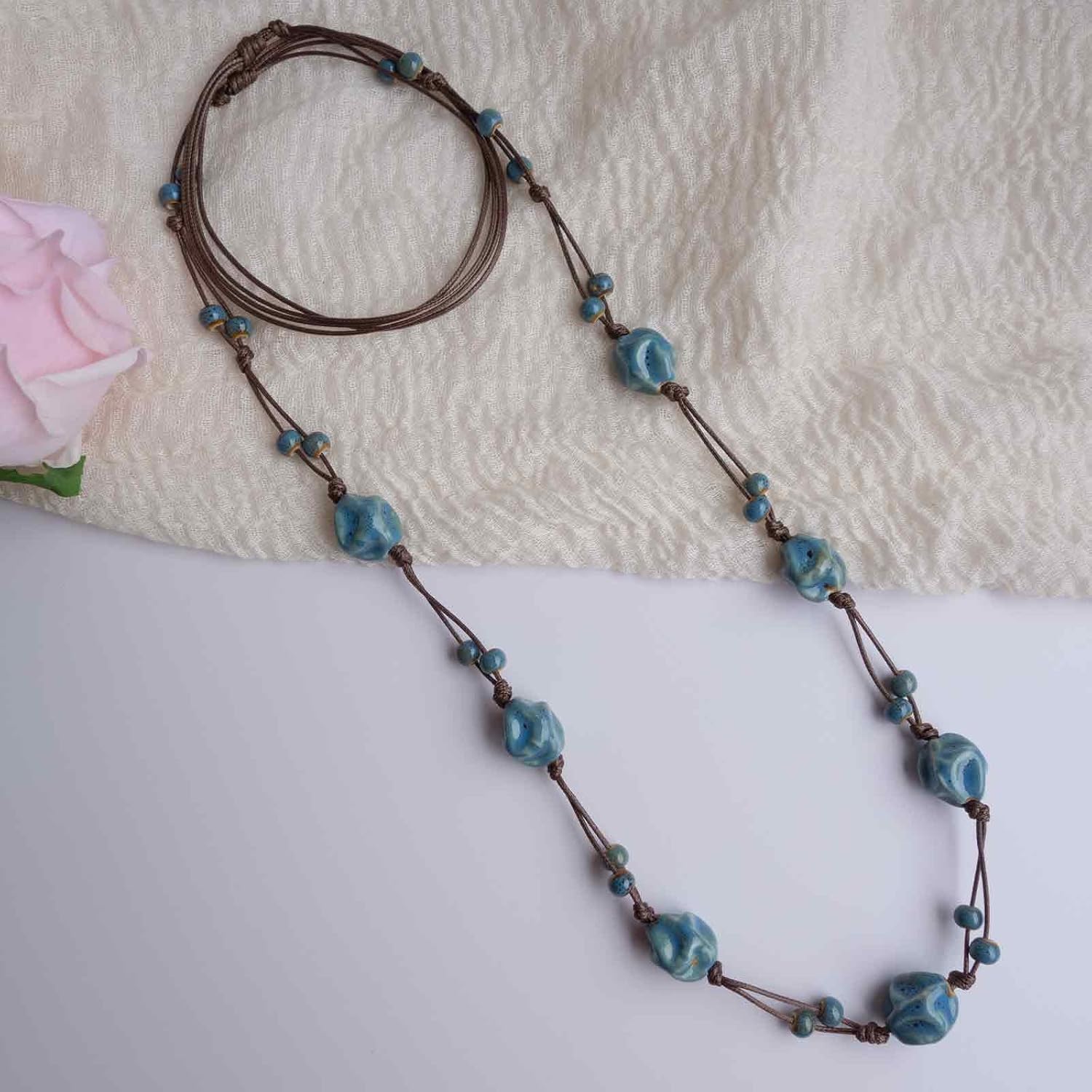 Bohemian Long Beaded Necklace for women, Colorful Hippie Long Layered Necklace, Handmade Boho Jewelry Gift for Mom - Image 5