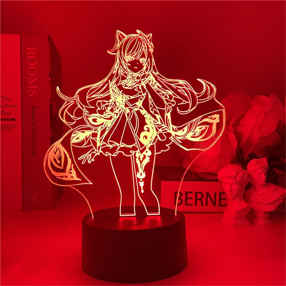 althiqahkey Game Anime Genshin Impact 3D Illusion Night Light,LED Desk Lamps,Cartoon Game Characters Table Lamp,Touch/Remote Control USB/Battery Charge Lighting Home Decor,Christmas Decor Lights