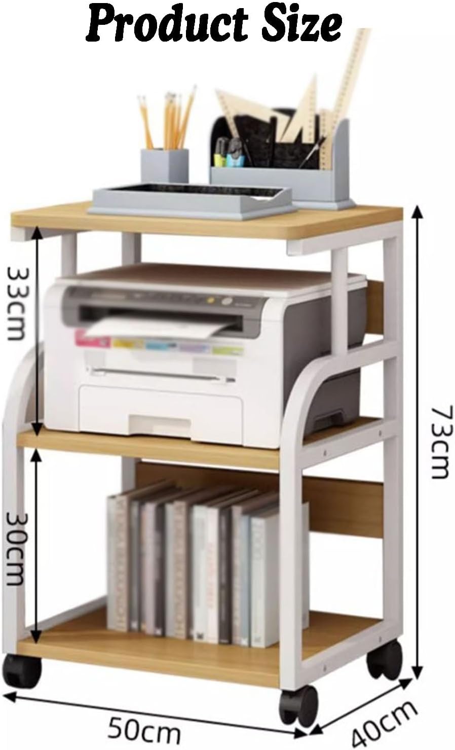 3 Tier AV Media Stand,CD Player Stand, Metal Media Cart, Open Storage Audio Rack for Living Room, Office, Classrooms, Recording Studio(Black+Wood Color)