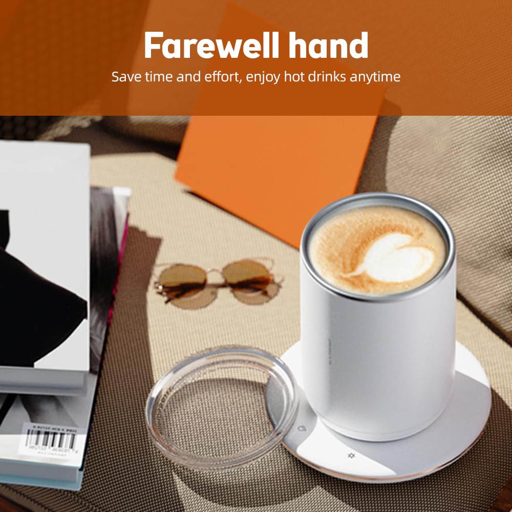 Kavolet Taza de café con Agitación Automática, Calentador Magnético, Taza de Temperatura Constante 55 ℃ para Oficina en Casa, 300ml, Acero Inoxidable, Negro (Verde)
