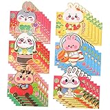 Ciieeo Paquete de 30 Sobres Rojos con Dibujos de Conejos de Año Nuevo Chino Bolsa de Almacenamiento de Papel Moneda Adorable para Adultos