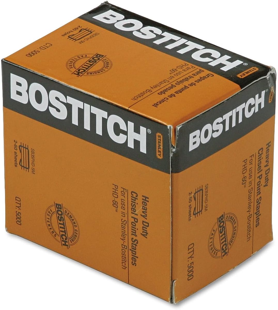 Bostitch Office Grapas premium resistentes para PHD60 y PHD60R, 2-60 hojas, 5000 por caja (SB35PHD-5M)