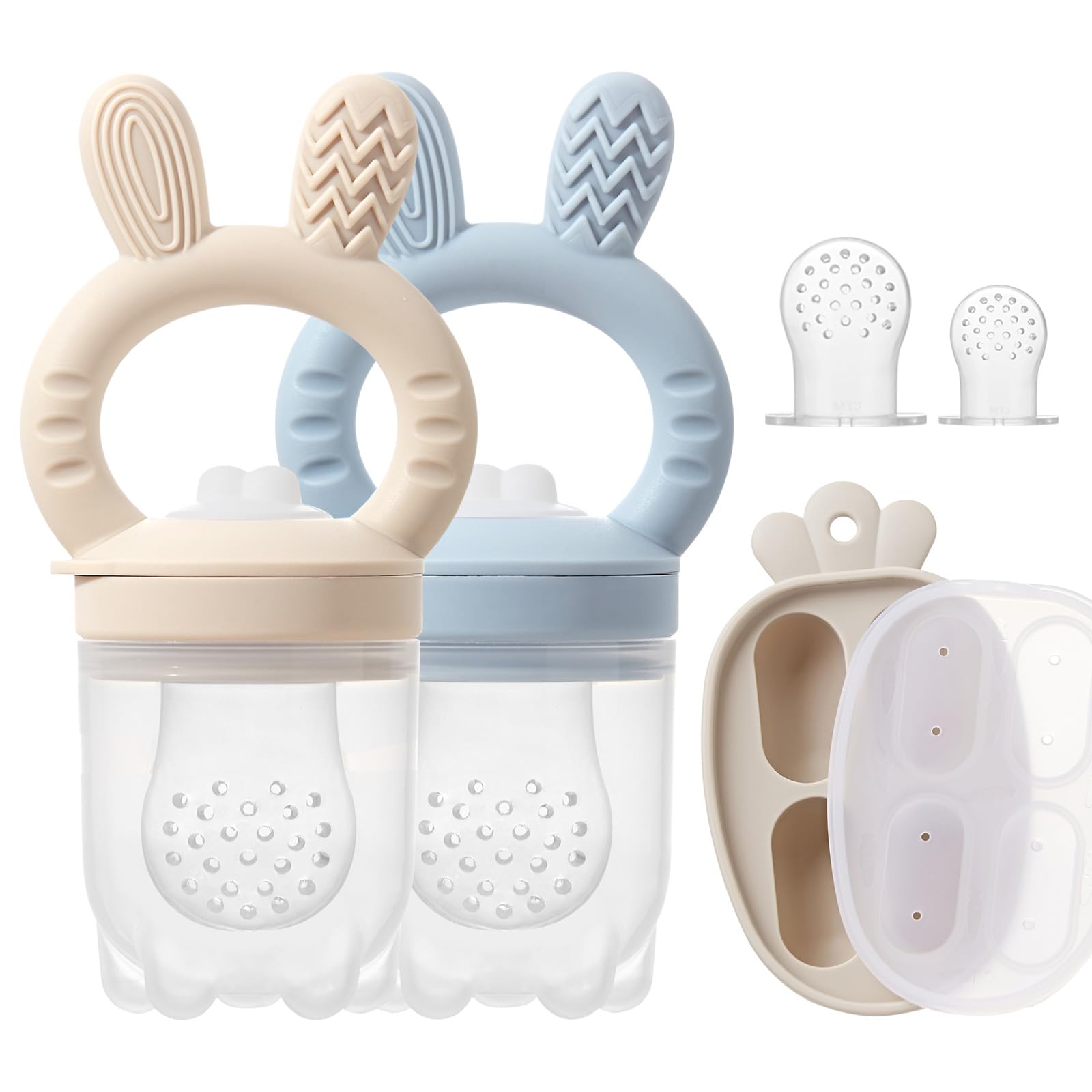 KIAANS Fruchtsauger Baby Silikon Futterspender für Baby Fruchtfutter Muttermilch Aufbewahrungsbehälter für Babynahrung Eiswürfel für Babyzahnen und Selbstfütterung (Blue)