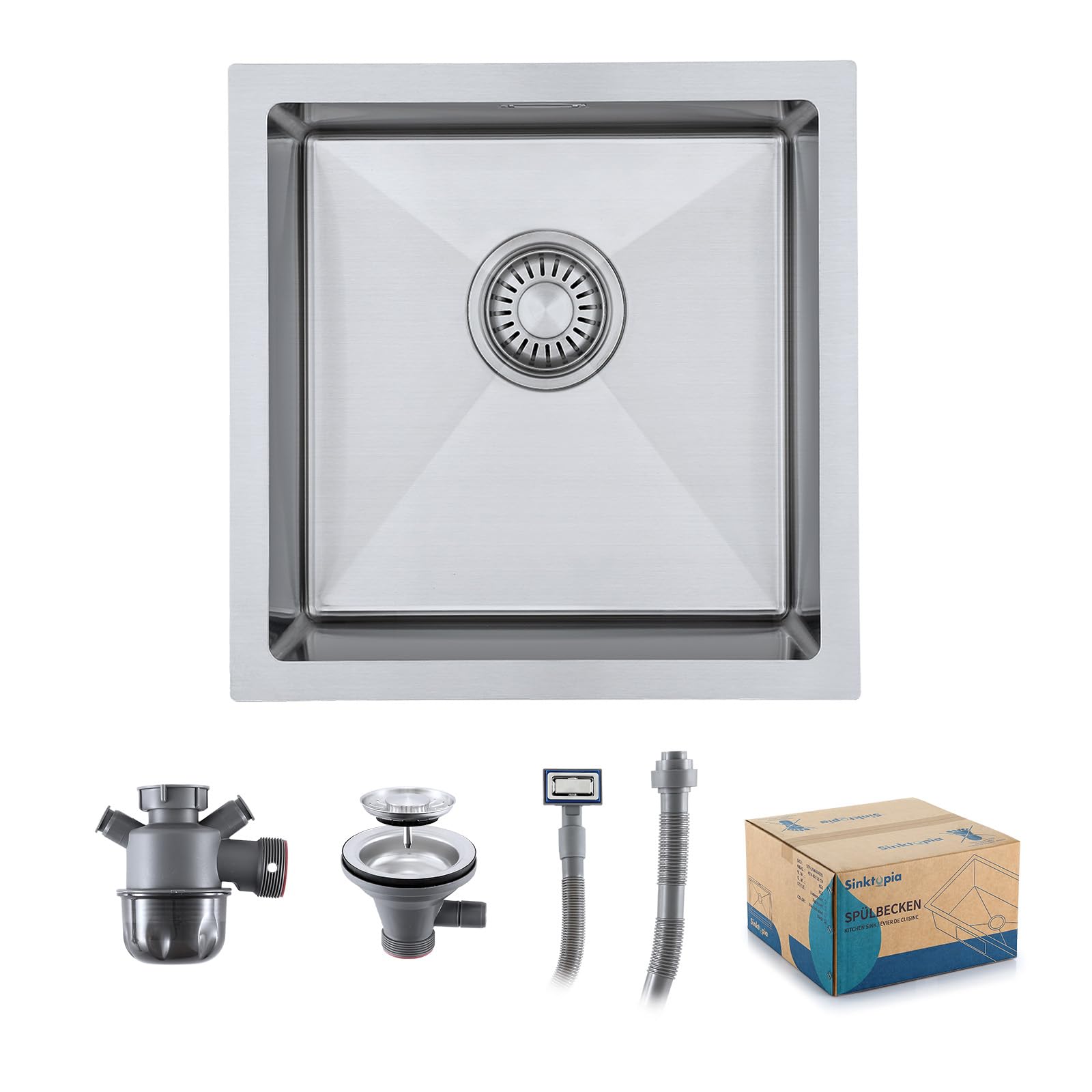 Undermount Kitchen Sink with Waste Kit Stainless Steel Small Sinks 40×40 cm