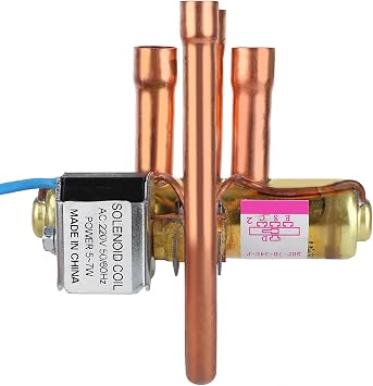 Air Conditioning Reversing Valve, Copper 4 Way HVAC Solenoid Valve Refrigeration Service Maintenance Accessory for R22 R407C R404A R410A1P