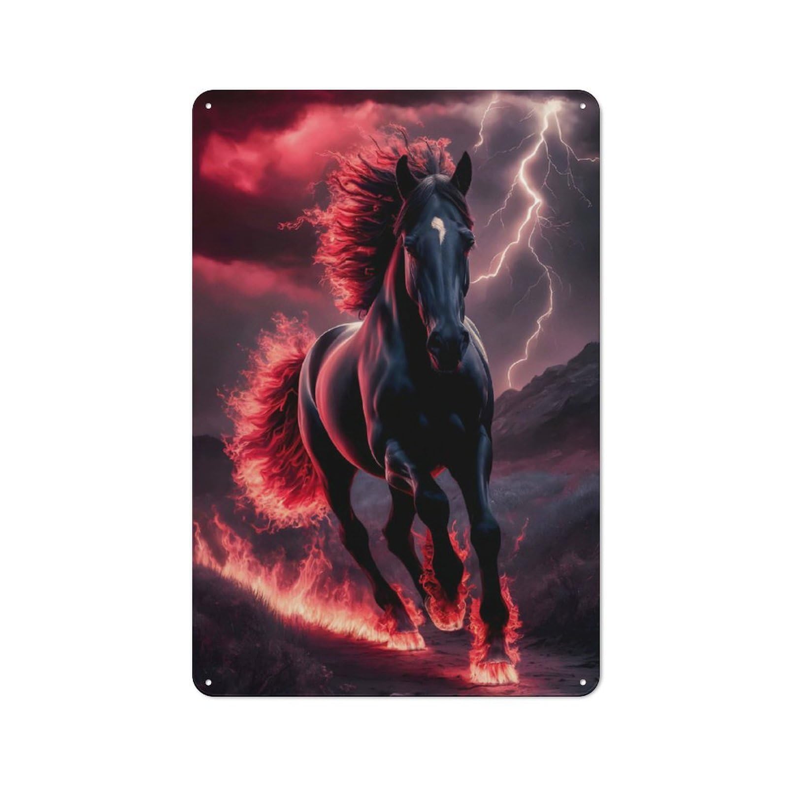 Vintage Metal Plaque 30x20cm Featuring Majestic Horse for Hallway Wall, for Wall Display Collectors