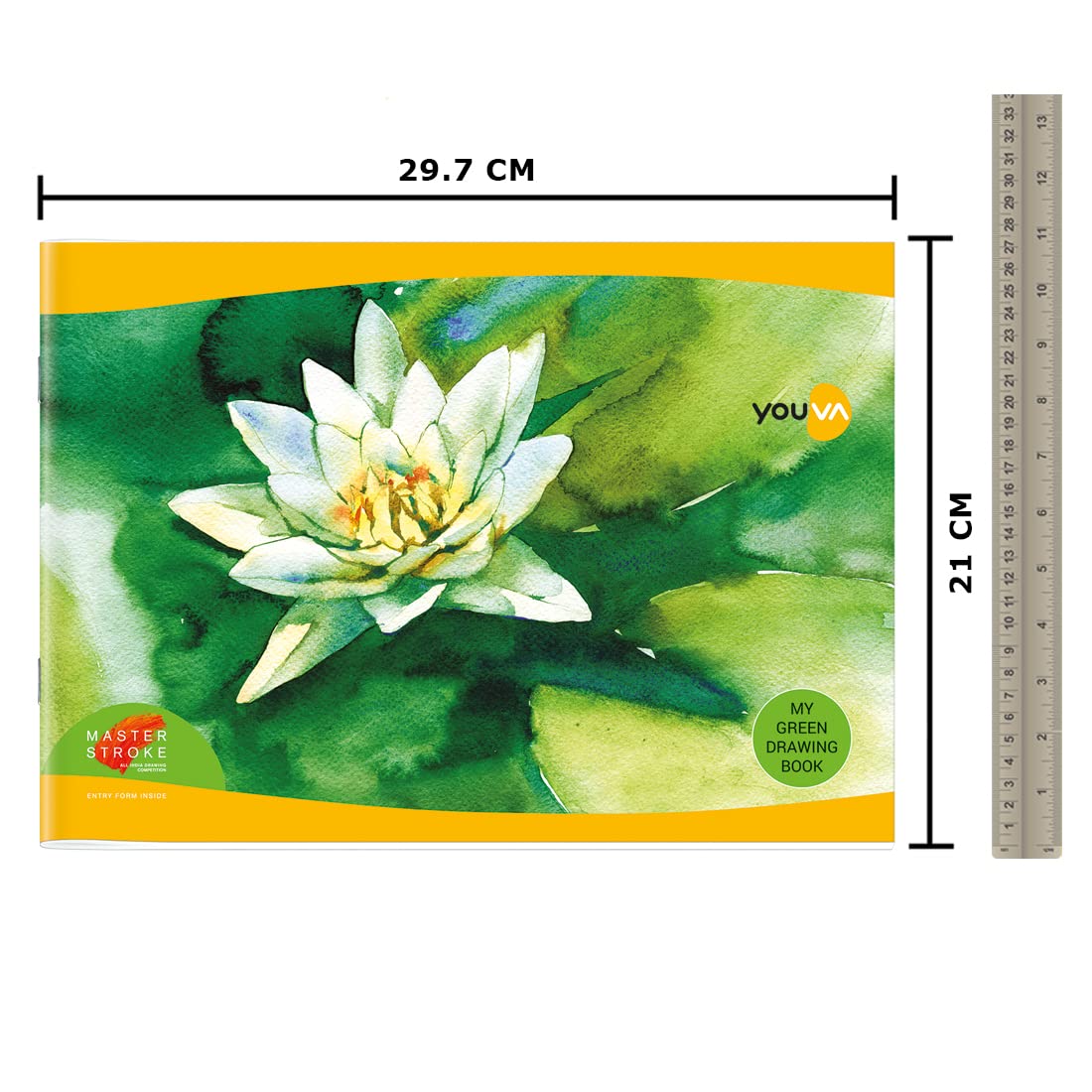 YOUVA Navneet Carnet de dessin vert | 21 cm x 29,7 cm | 56 pages | Lot de 12