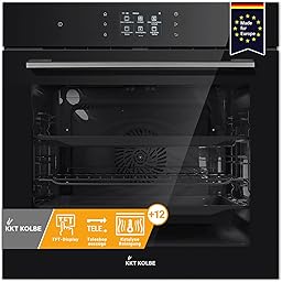 KKT KOLBE Einbaubackofen 60cm | Soft-Close Tür TFT-Touch-Display 72L schwarz Glas Edelstahl | Pizzafunktion Grill Umluft Heißluft | Timer Katalyse Teleskopvollauszüge Wärmeschutzverglasung | EB8017TFT