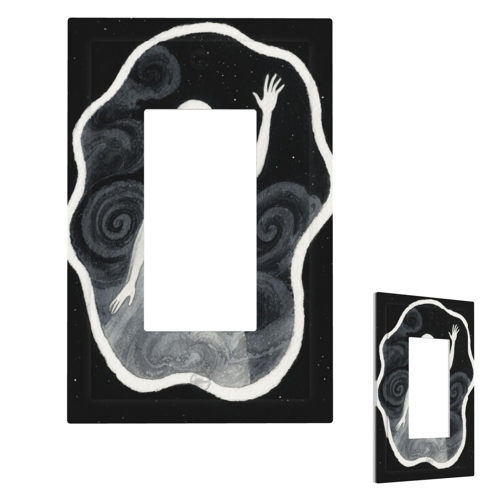 Ghost Wall Plate Cover Modern Decorative 1 Gang Light Switch Cover Unbreakable Receptacle Outlet Covers For Living Room Bedroom Home Decor 1 Gang