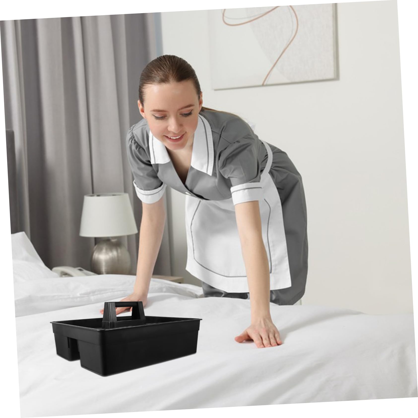 Mobestech Carrito De Limpieza Grande De Plástico Con Asa, Organizador Portátil Para Productos De Limpieza, Cesta Multiusos Para Hotel y Almacenamiento Industrial