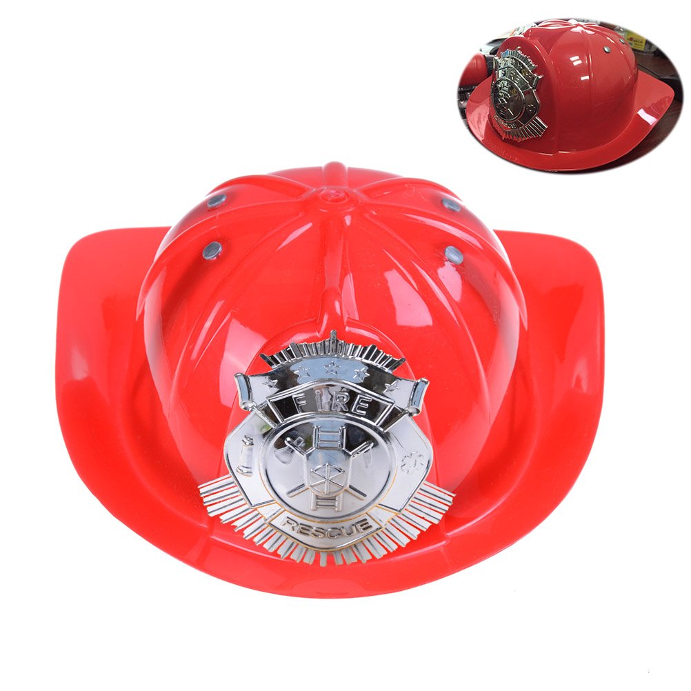 Buy Baradu Kids Firefighter Helmets, Plastic Fireman Hat, Red Online at