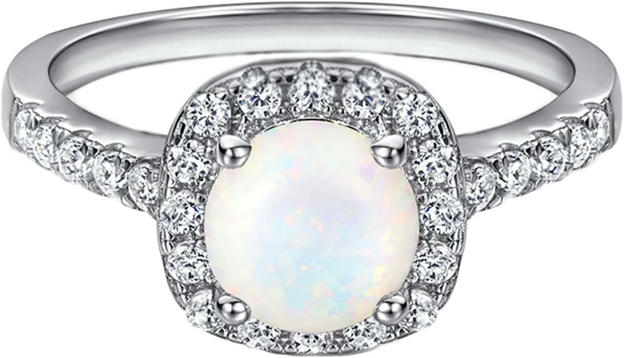 925 Sterling Silver Rings for Girls Engagement Rings for Women Elegant Design 4 Prong Round Cubic Zirconia Womens Ring Trendy Size 5-10