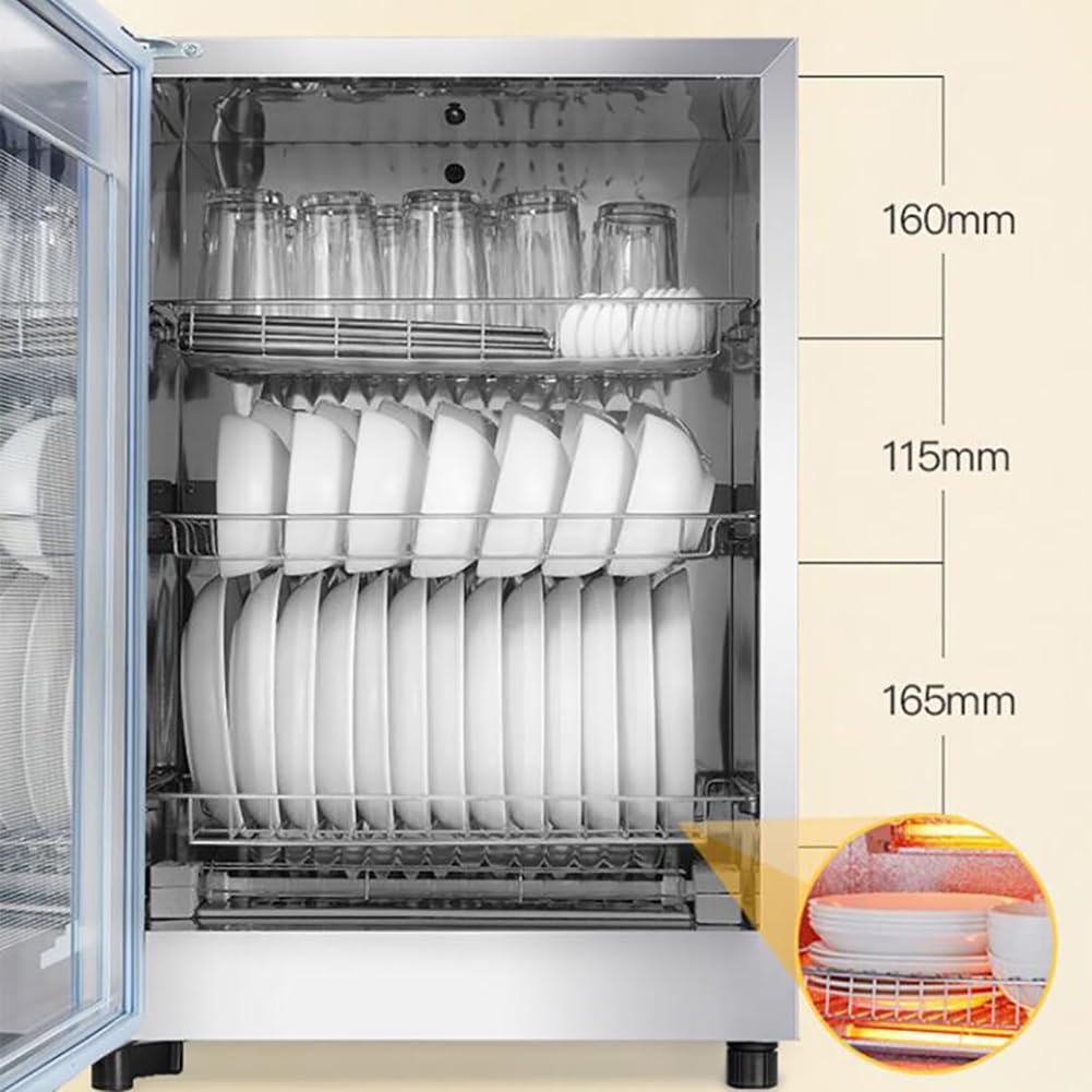 Armadietto per la Cura delle stoviglie Verticale, Attrezzatura per Lo stoccaggio e l'asciugatura dell'Aria Calda ad Alta Temperatura a Tre Strati da 65 Litri per stoviglie domestiche