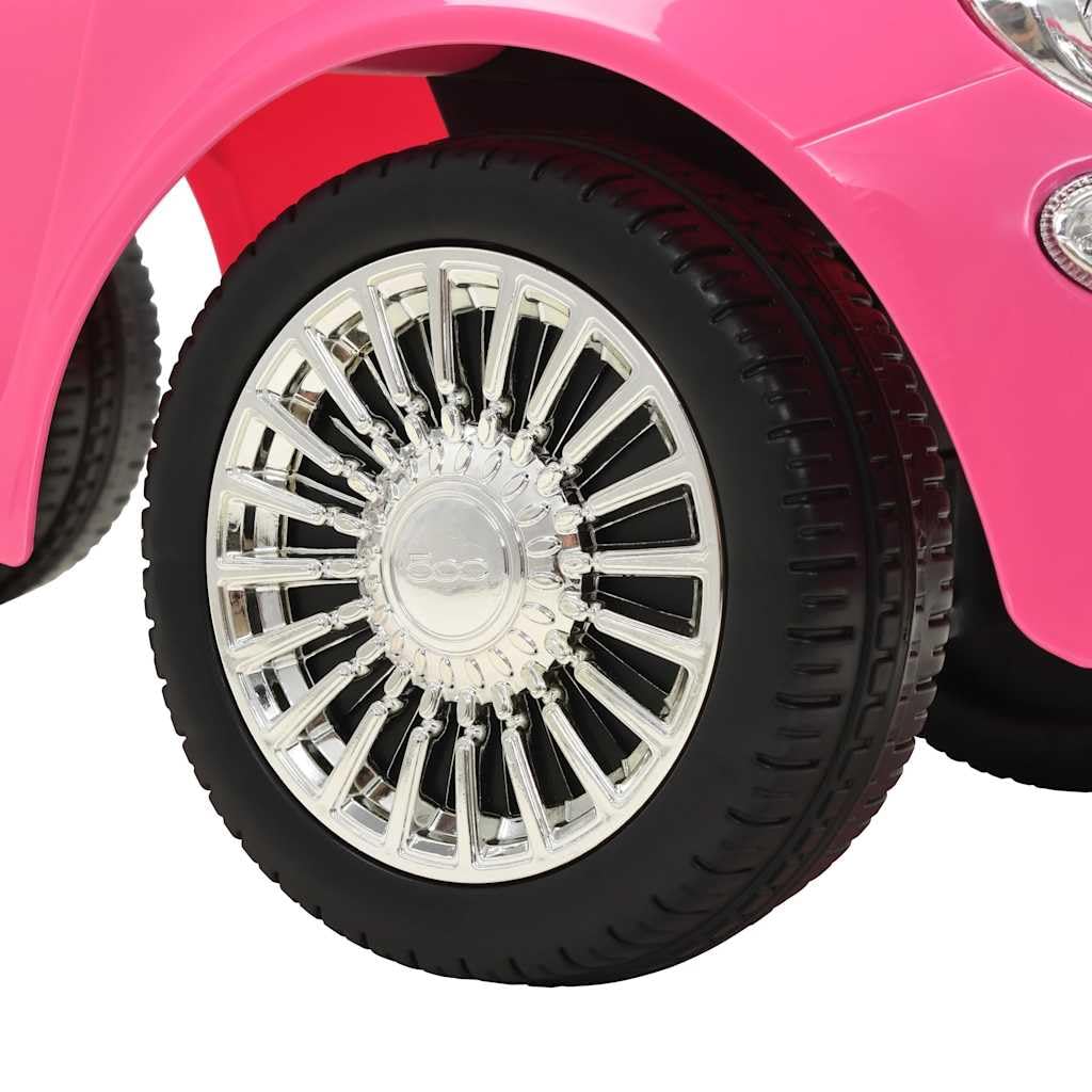 Kinder-Aufsitzauto Fiat 500 Rosa Kinderfahrzeug Lauflernwagen Tretfahrzeug für Kleinkinder mit Stauraum, ergonomischem Design, für Mädchen und Jungen geeignet, ideal für Indoor und Outdoor