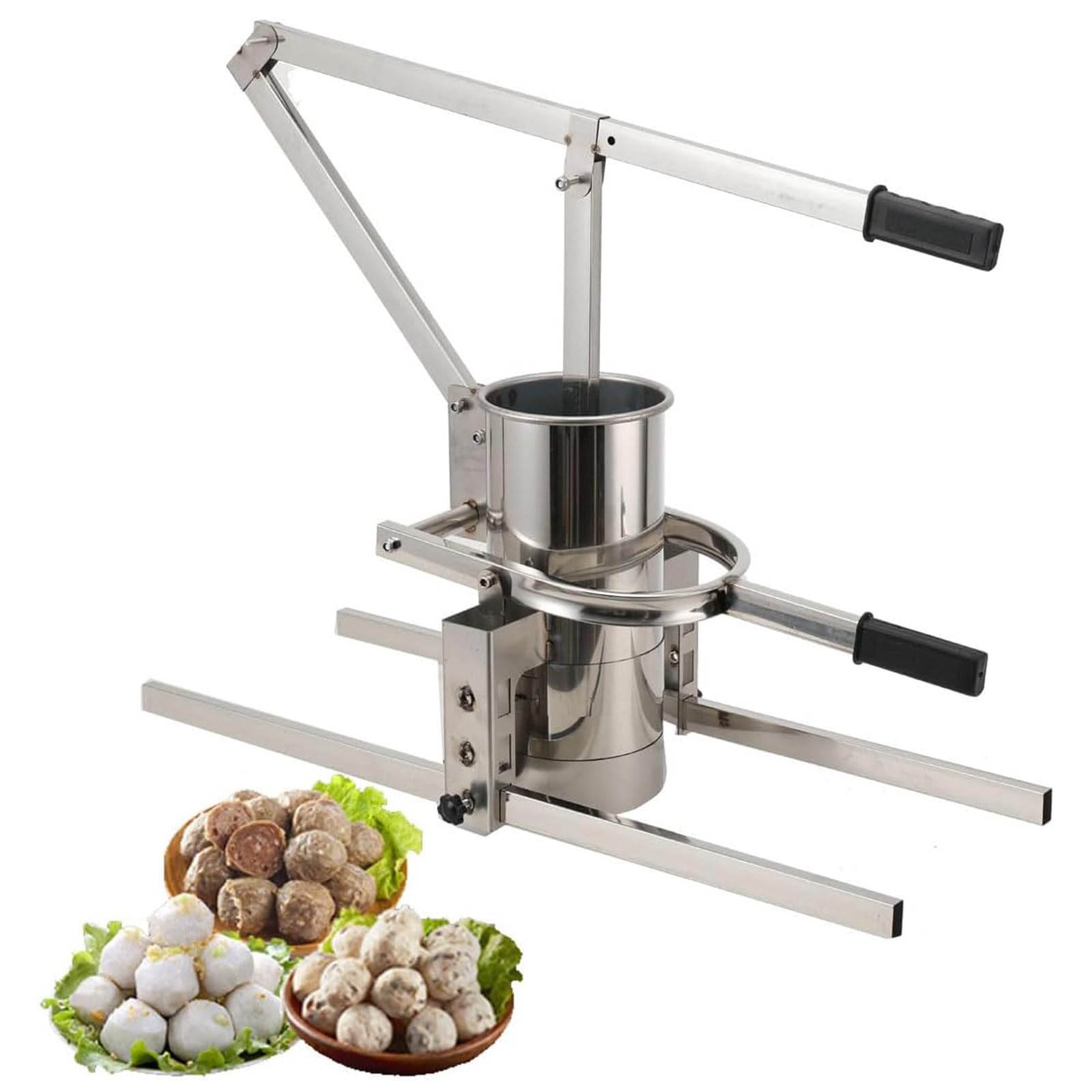 Máquina Manual De Acero Inoxidable Para Croquetas, Máquina Para Hacer Albóndigas Acero Inoxidable, Máquina Formadora Albóndigas Profesional, Diseño Prensado Bordes, Soporte En Forma H Dia13cm-MoldC