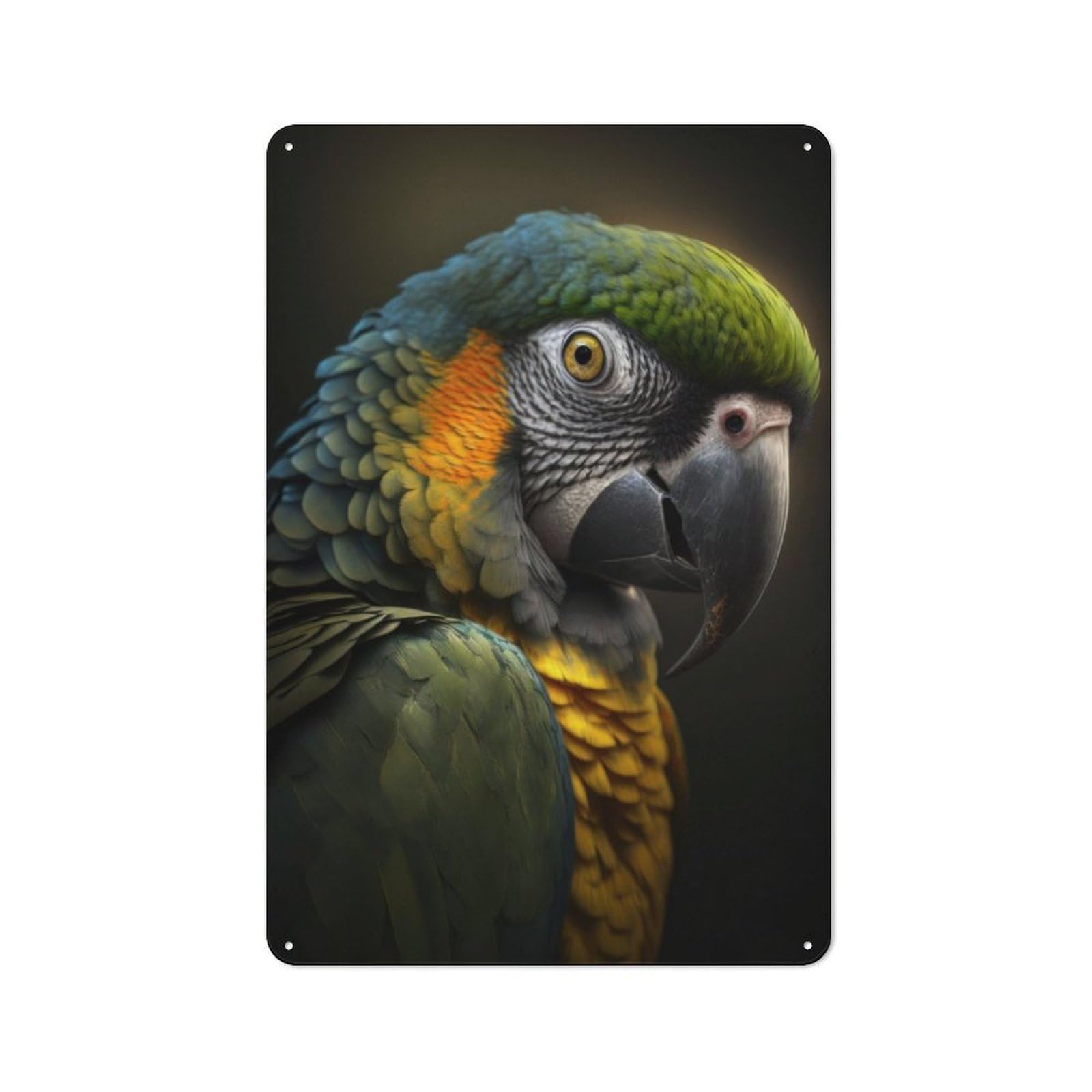 Junmoney Parrot Portrait Metal Plaque 30X20cm With For Garage Wall, Rustic Decor, For Winter Interiors And Metal Sign Collectors
