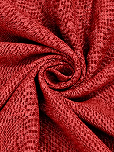 Image of Cotton Linen Solid Curtain with Eyelet Rings,Window Curtains for Pooja Room /Living Room /Dining Hall /Hotel /Bedroom /Kid Room /Kitchen (5 Feet, Hot Red) Set of 2