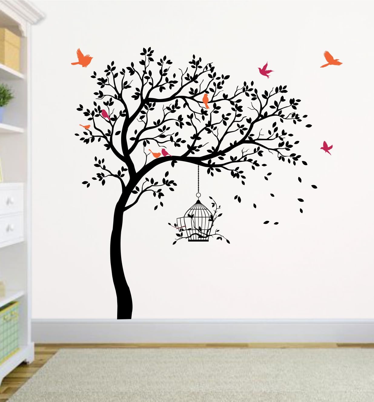 Rawpockets 170 cm Black Tree with Birds and Cage Self Adhesive Wall Sticker (B0D8PFKY7K) Amazon Price History, Amazon Price Tracker