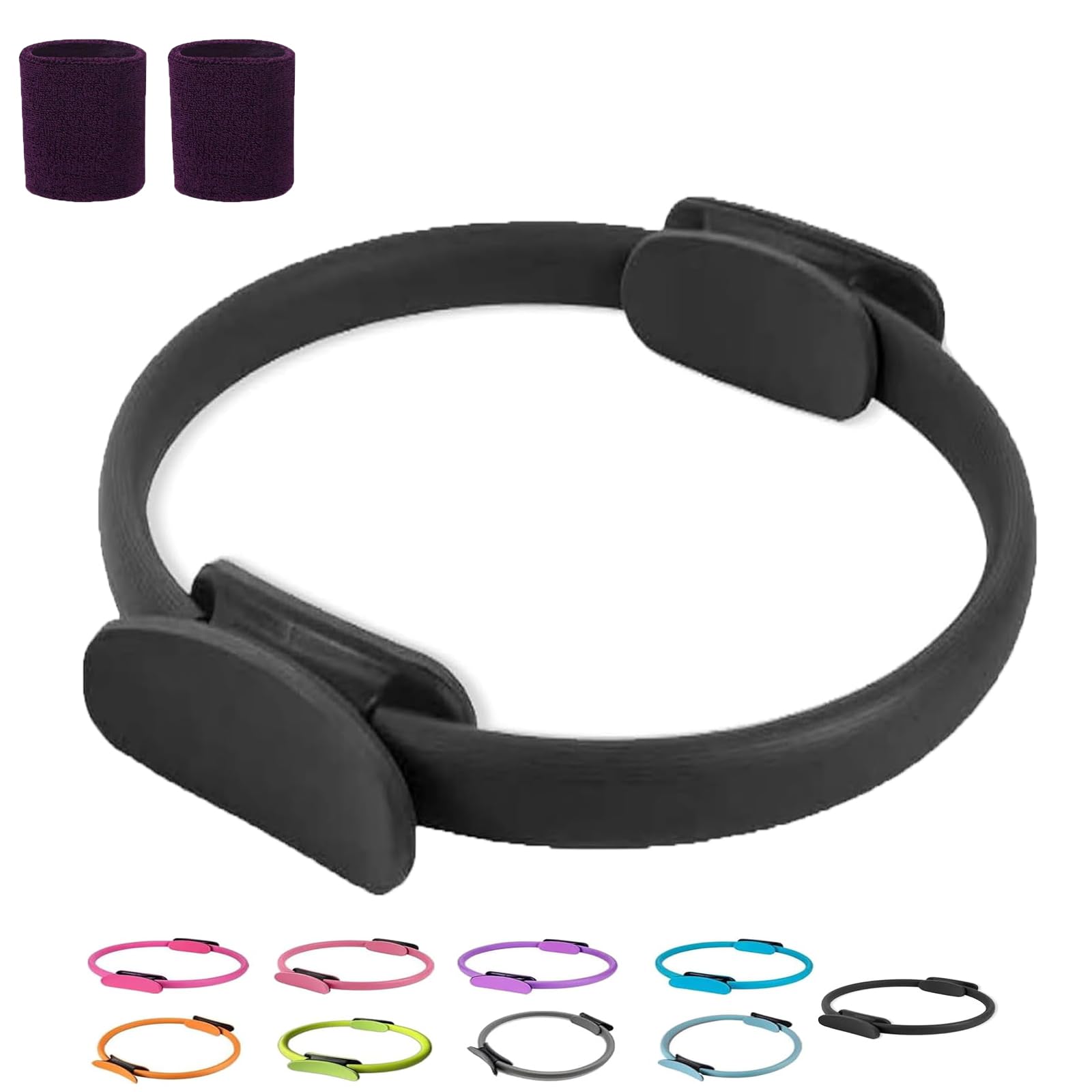 Genérico Pilates Ring Fitness Trainer, Pilates Ring Magic with Double Padded Handles, Pilates Ring Fitness Circle 14.96" Yoga Rings Magic Circle, for Toning Arms, Legs Men and Women