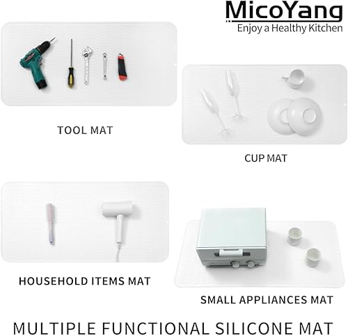 Miniatura 1230 de Tapete de silicona para secado de platos para múltiples usos, fácil de limpiar, ecológico, resistente al calor, tapete de silicona para encimera