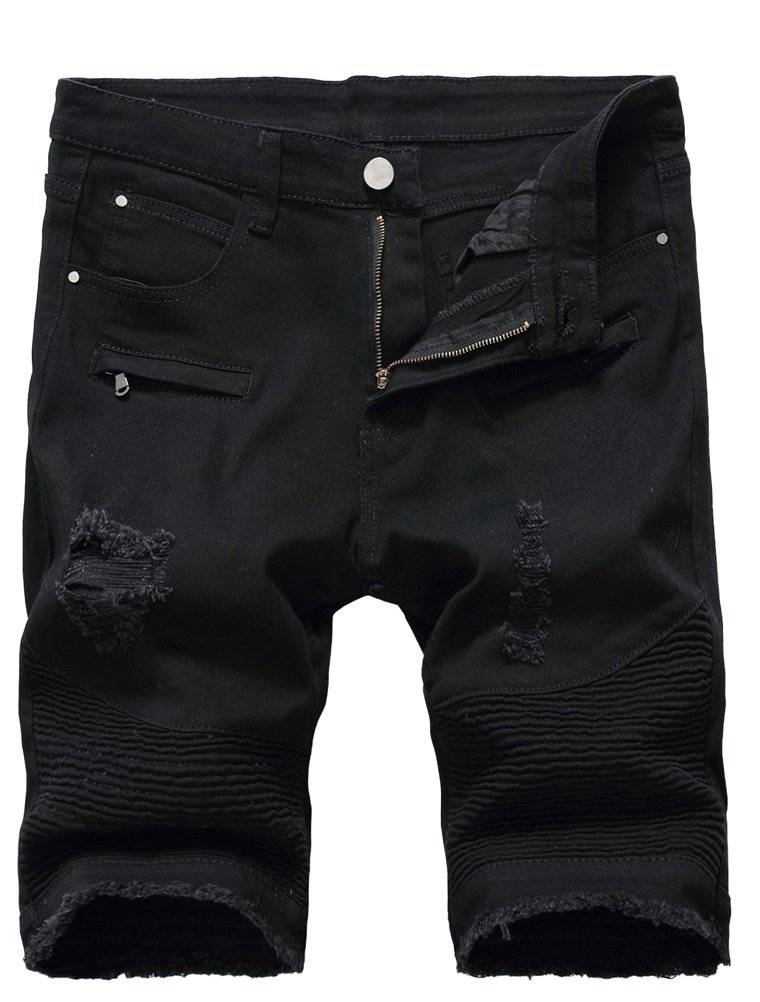 Men's Casual Denim Shorts Classic Fit Ripped Distressed Summer Jeans Shorts