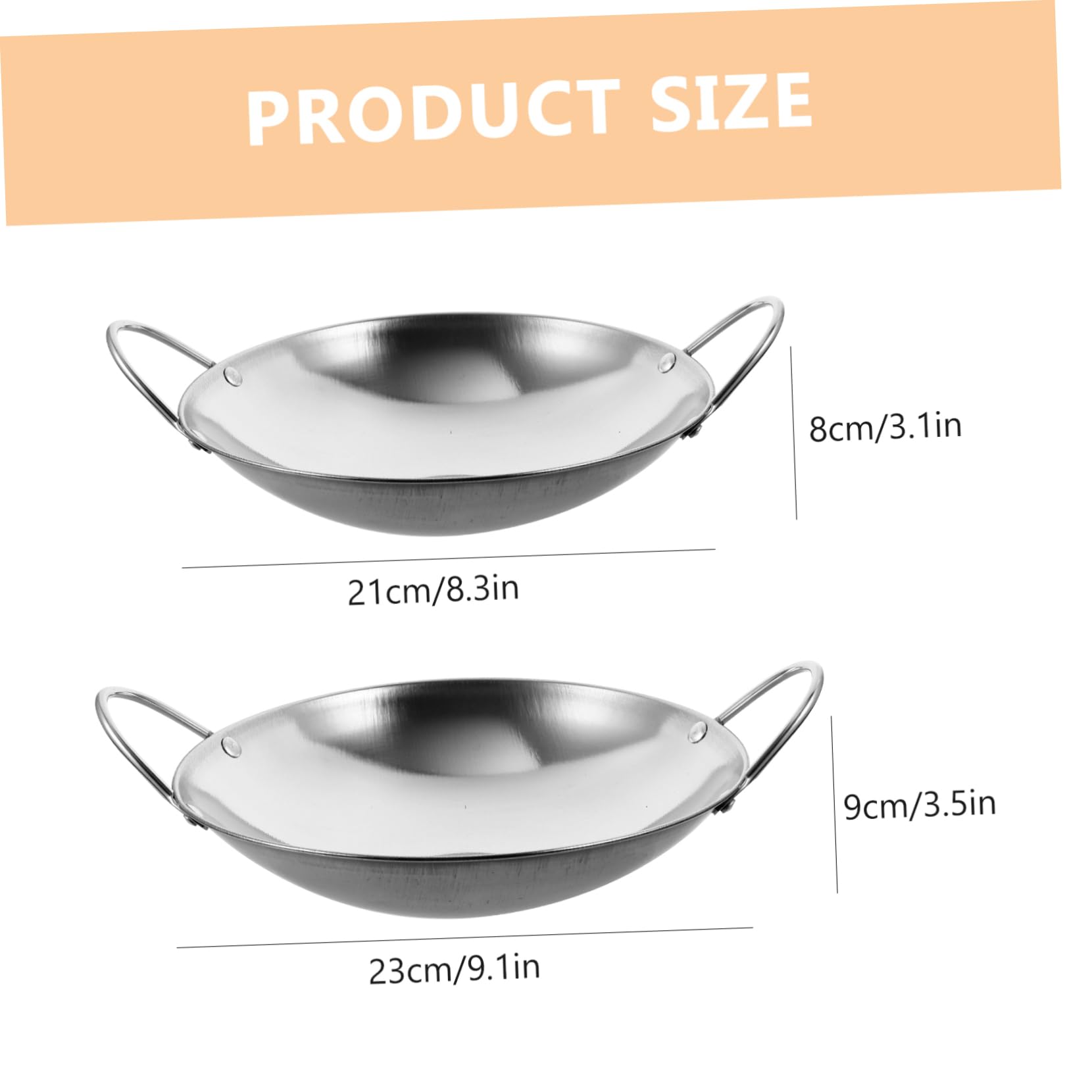 BRIGHTFUFU 2pcs Home Cooking Pot Stainless Steel Wok Wok Steamer Frying Pan Easy Clean