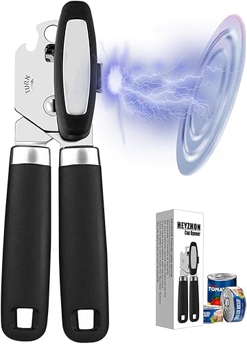 Abrelatas manual con imán, abrelatas de mano con borde liso, fuerte agarre de seguridad, resistente para un corte seguro, abrelatas manual de mano