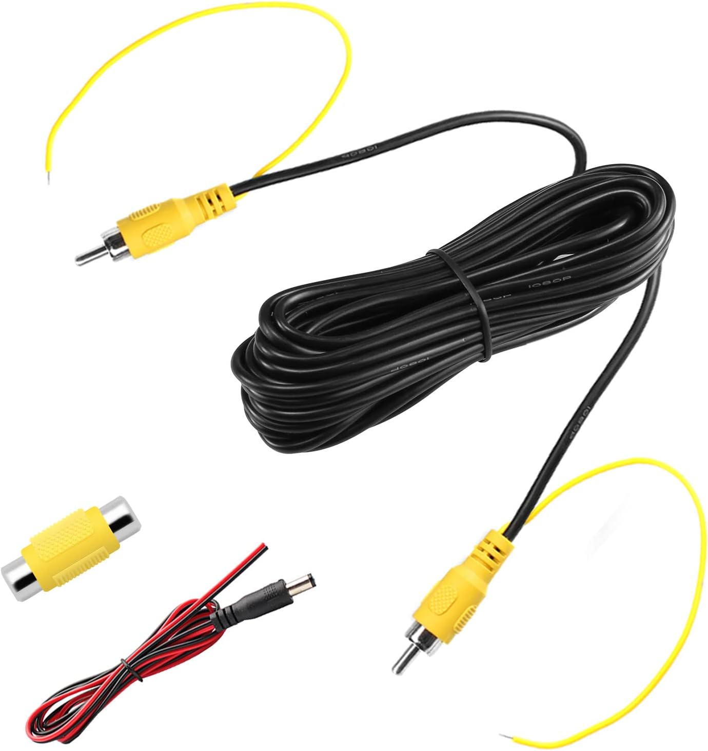 GreenYi Upgraded Double-Shielded (19.69FT / 6M), AV Video Extension Cable with Yellow RCA Video Female to Female Coupler and Power Cable for Monitor and Backup Rear View Camera Connection