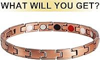 Vista 8 de Pulsera magnética hecha a mano de cobre puro 99.99% para mujer, brazalete de cobre sólido con imanes de neodimio de primera calidad (color plateado)