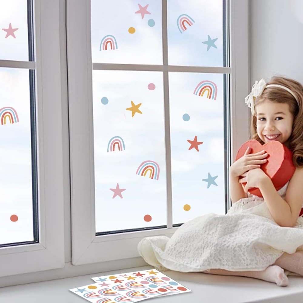 8 Sheets Rainbow Wall Stickers Small Rainbow Wall Decals Colorful Start Stickers for Girls Boys Baby Bedroom Nursery Living Room Wall Decoration (Multicolour) - Image 4