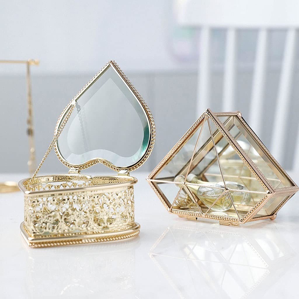 Schmucketui, Schmuckschatulle, Schmuckdisplay, Aufbewahrung, kleine Schmuckschatulle aus Metall, tragbare Reise-Schmuckschatulle, Halsketten- und Ring-Schmuckaufbewahrungsbox für Frauen,