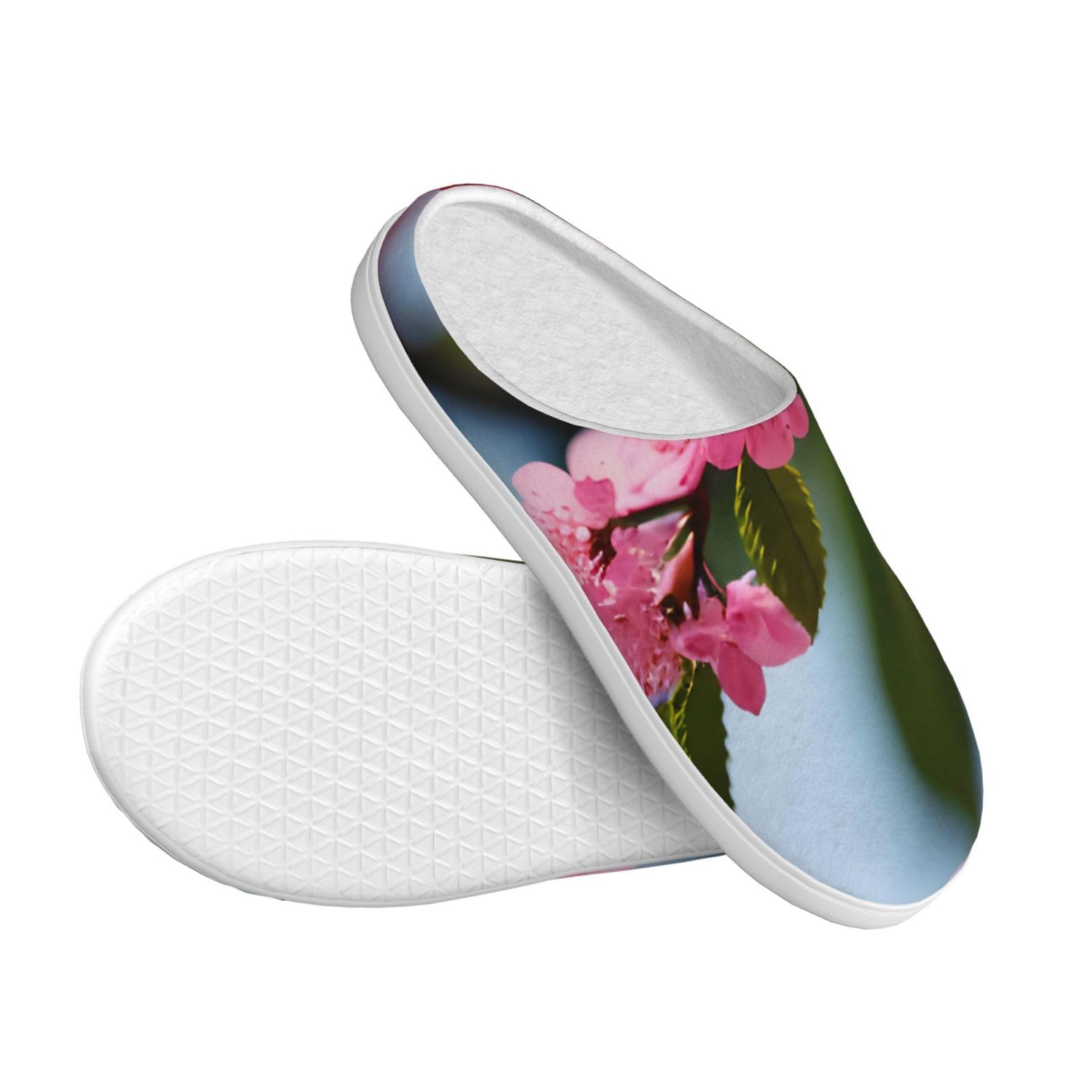 Rosa fiori di ciliegio 1 Stampa Adulto TPR Pantofole Lavabile per Uomo e Donna Traspirante e Accogliente Scarpe invernali