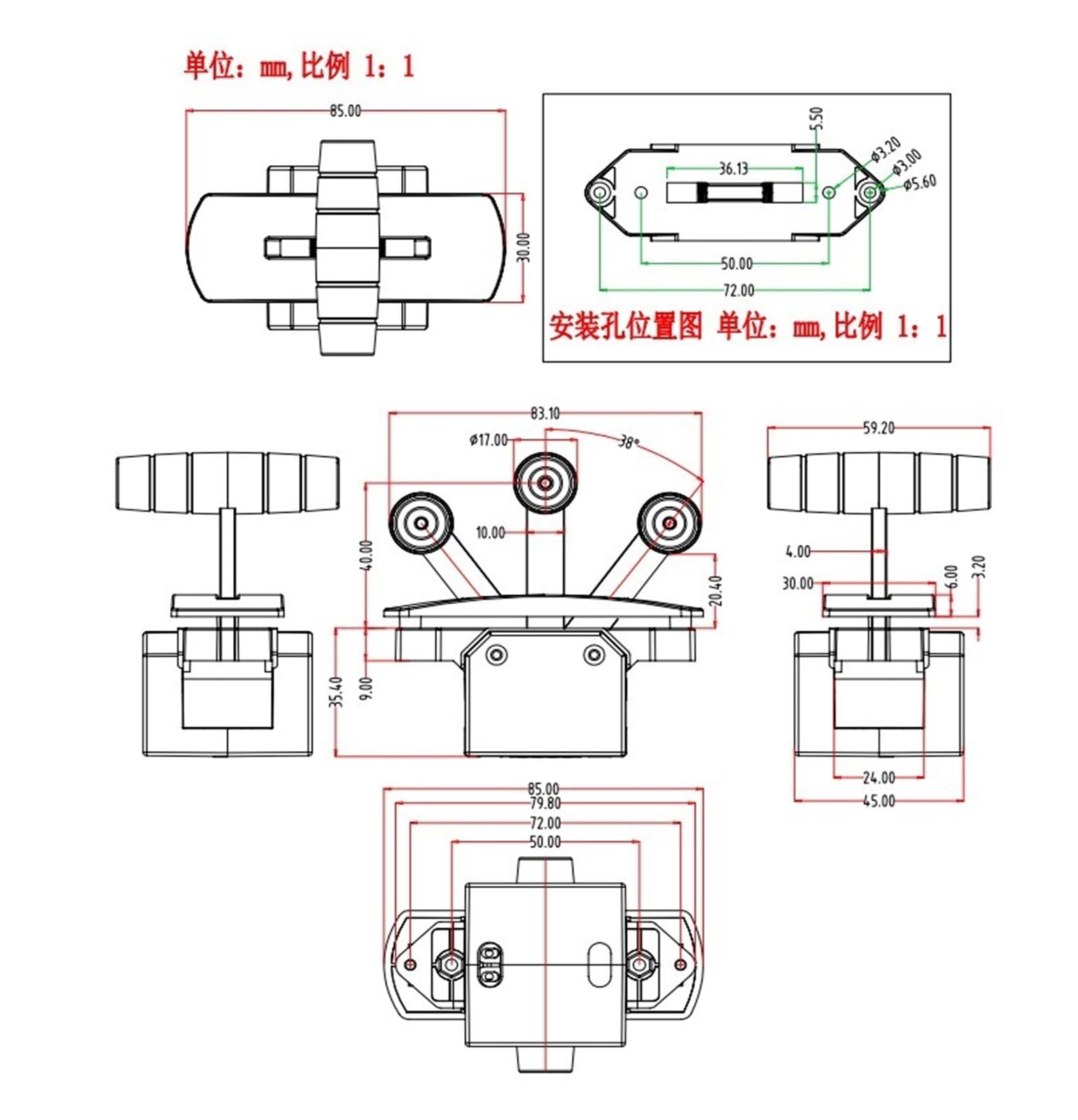 Mandos de control, 78B Resistencia del balancín de posicionamiento amortiguación con sensación central, joystick un solo eje Ajuste ganancia varilla empuje industrial alta precisión(24V output 4-20mA)