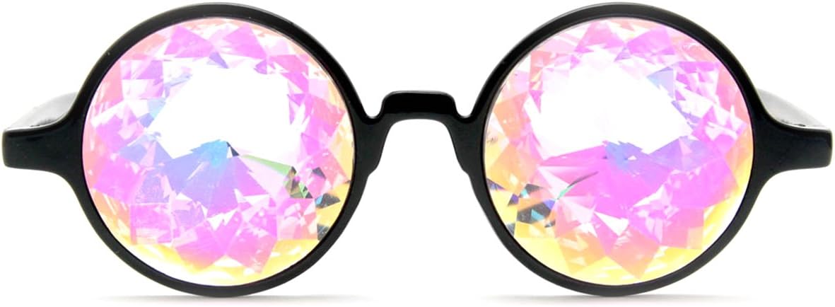 GloFXKaleidoscope Glasses - Rainbow Rave Prism - Black