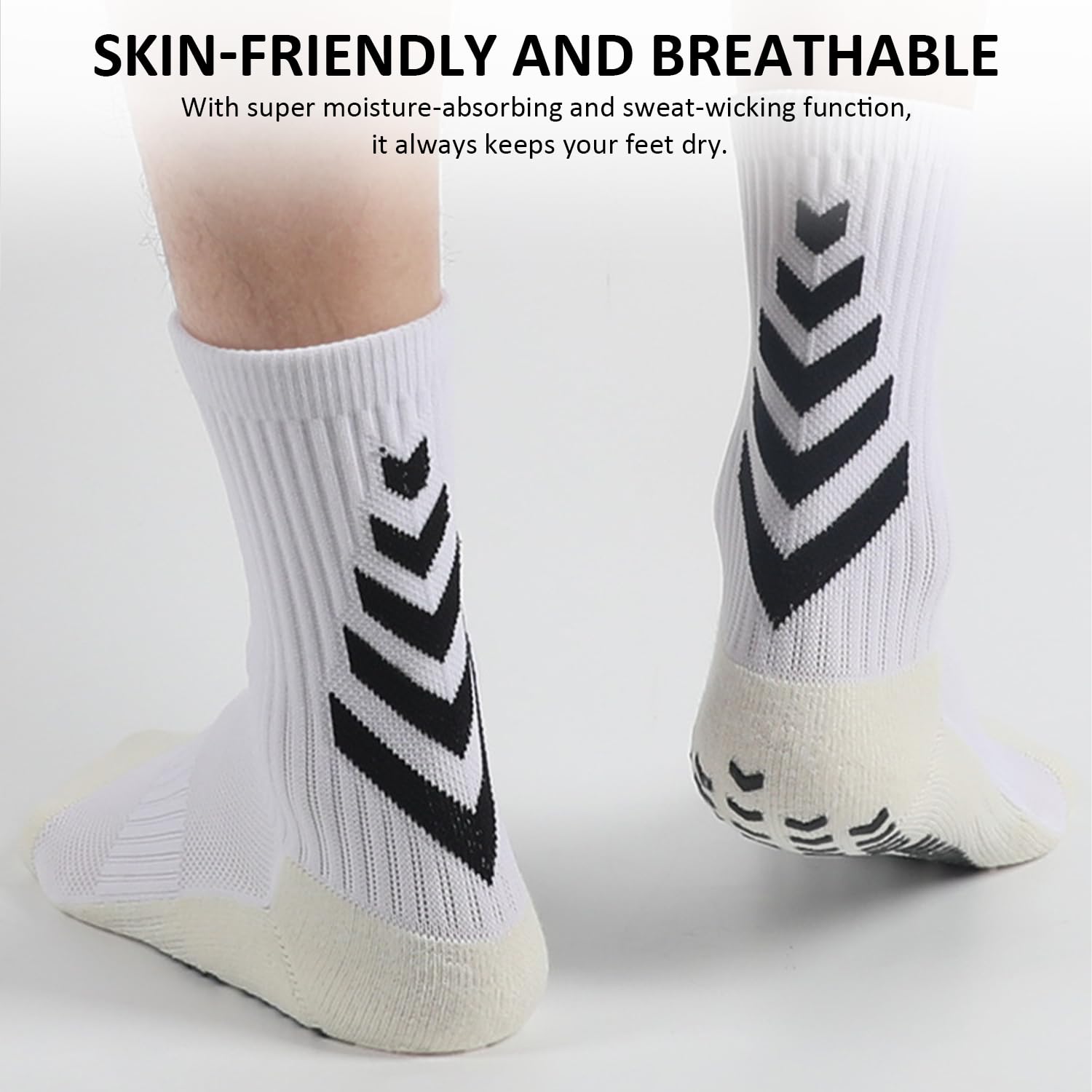 3 pares de calcetines de fútbol antideslizantes, calcetines deportivos antideslizantes con puntos de goma, calcetines de trampolín, calcetines de suelo de interior, calcetines antideslizantes