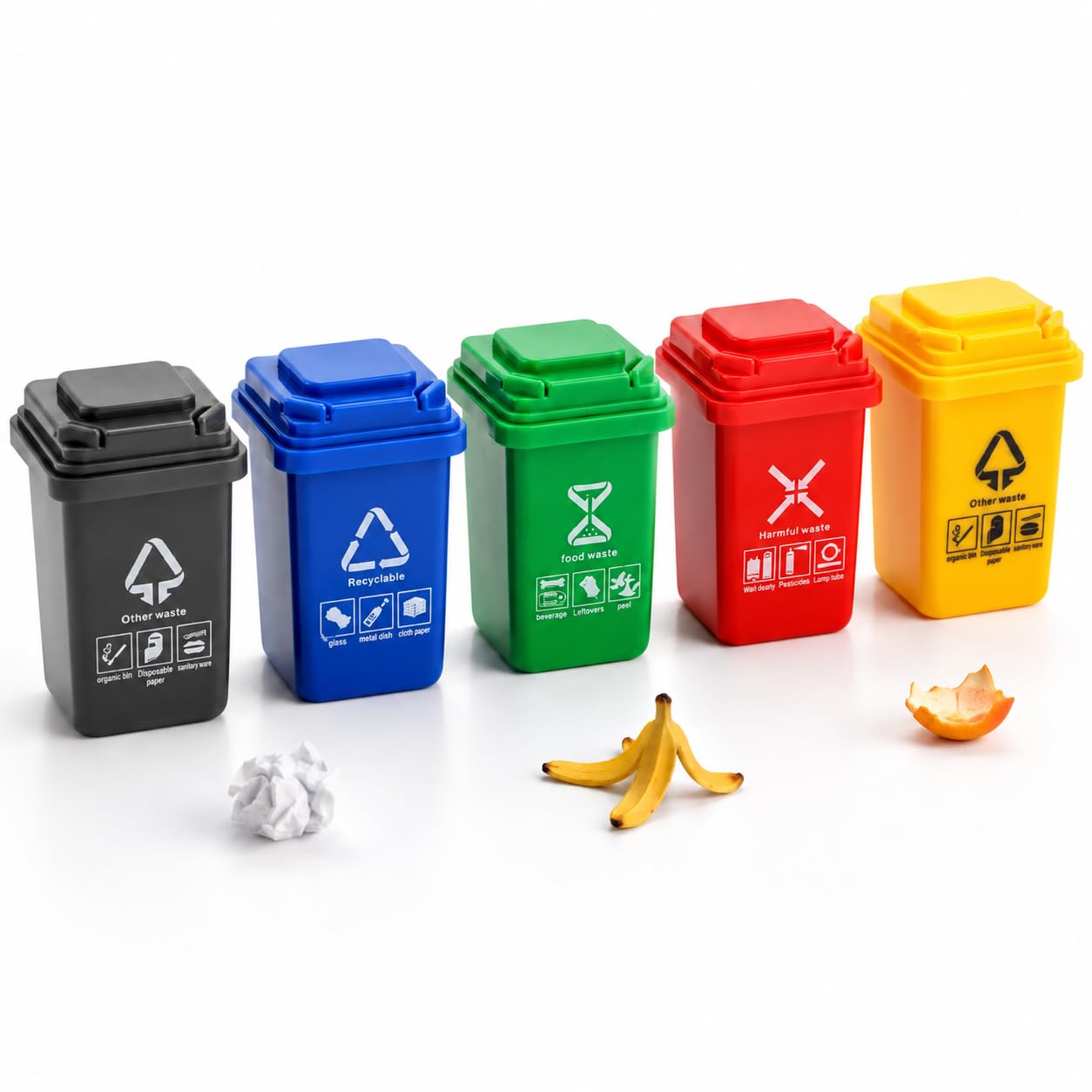 5Pcs Colourful 1: 12 Scale Life Scene Mini Trash Can Decor Waste Container Miniature Sorting Garbage Bin Model,Microscopic Scene Dollhouse Accessories-image-29