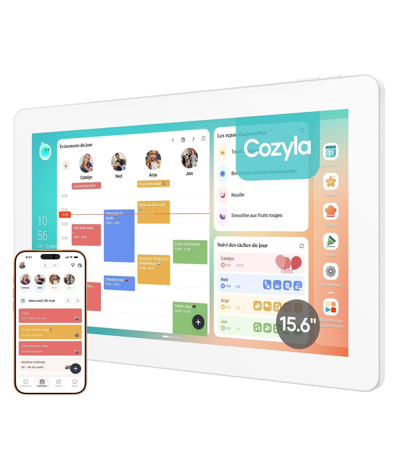 Cozyla Calendar Plus 2 : Calendrier numérique 15,6" avec Google Play Store