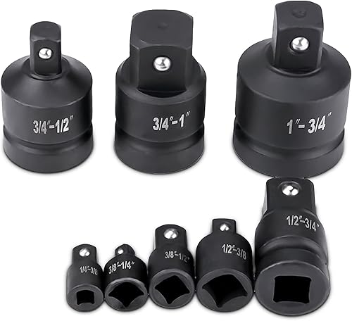 Miniatura 3 de Juego de adaptadores de enchufe, 8 piezas de adaptador de enchufe de impacto y juego reductor de 1/4" 3/8" 1/2" 3/4" 1" acero al cromo-molibdeno