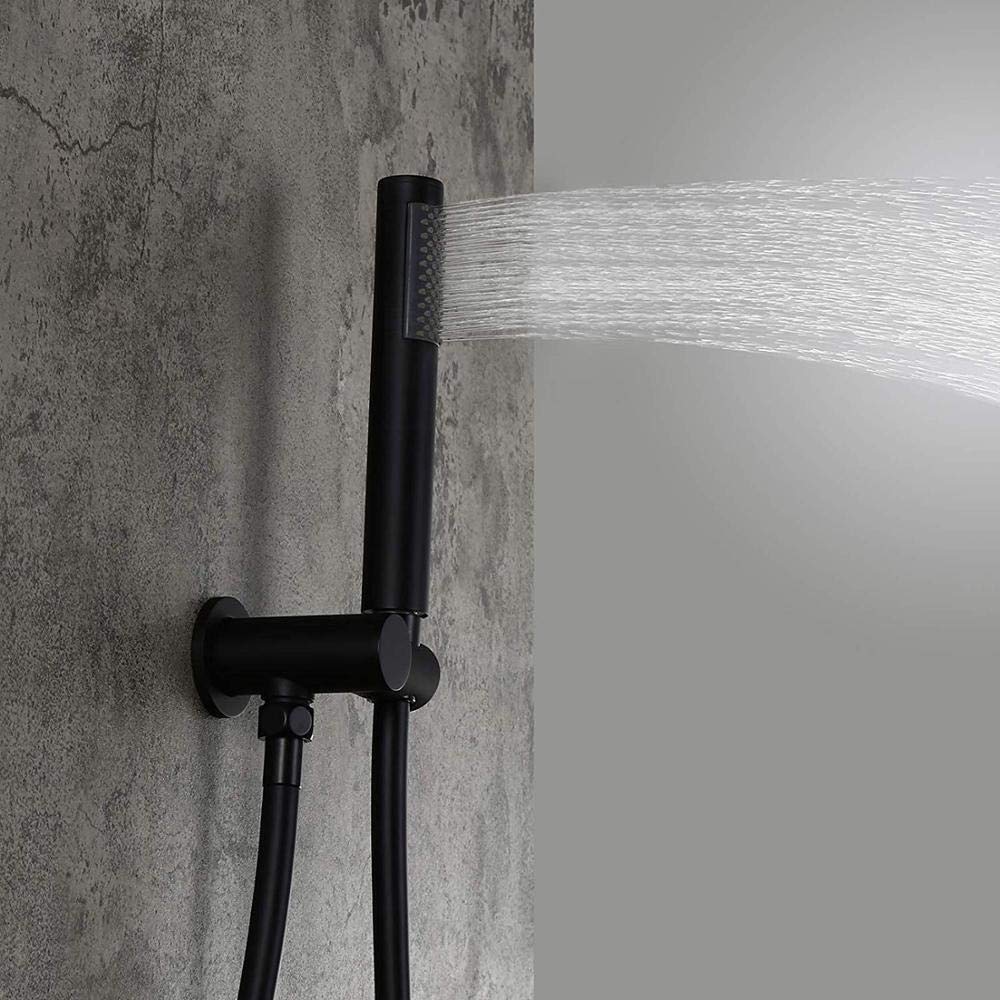 Duschset mit Handbrause, verdecktem Thermostatkopf, schwarzer Regendusche, langlebig
