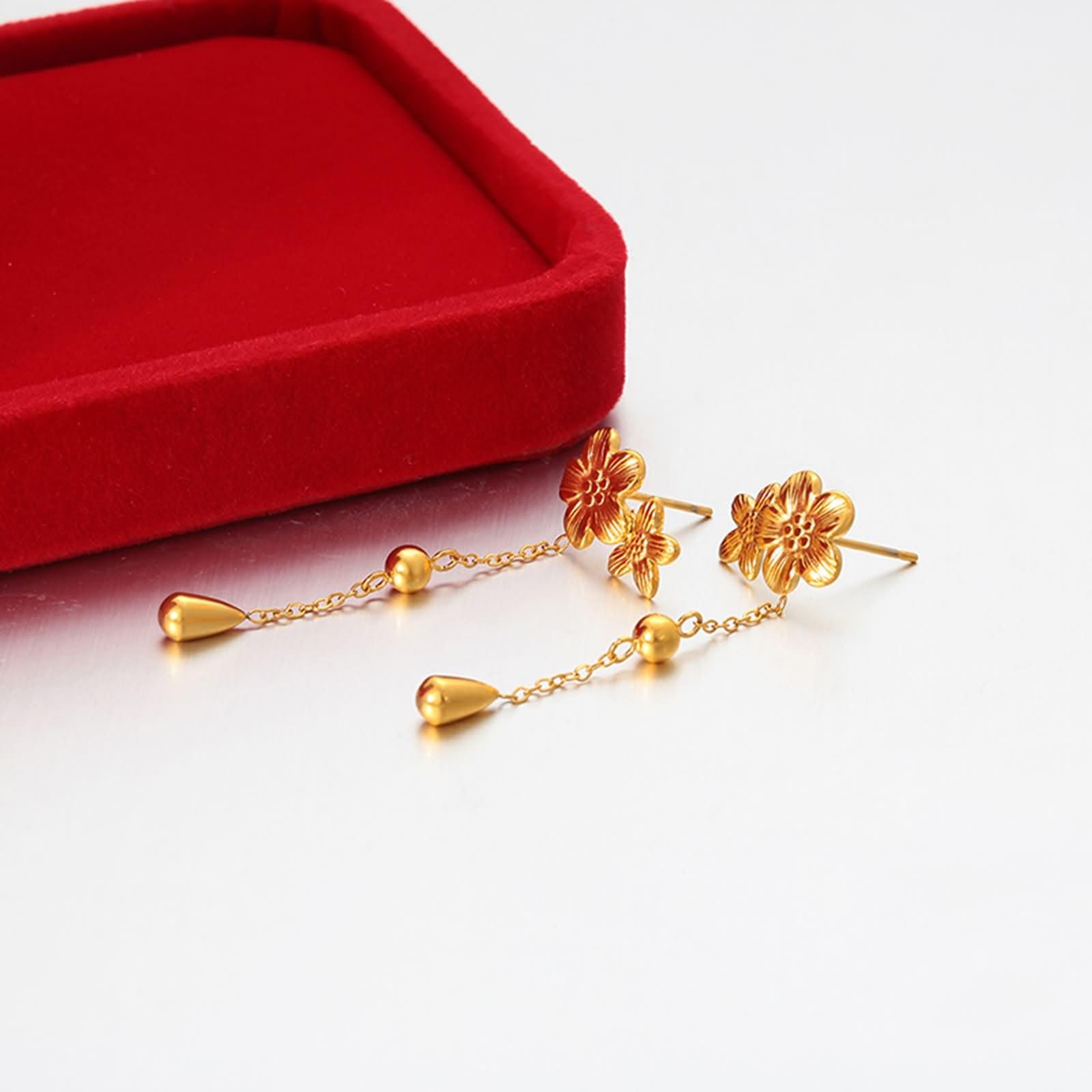 Pendientes colgantes de oro amarillo de 9 K, 14 y 18 quilates para mujer