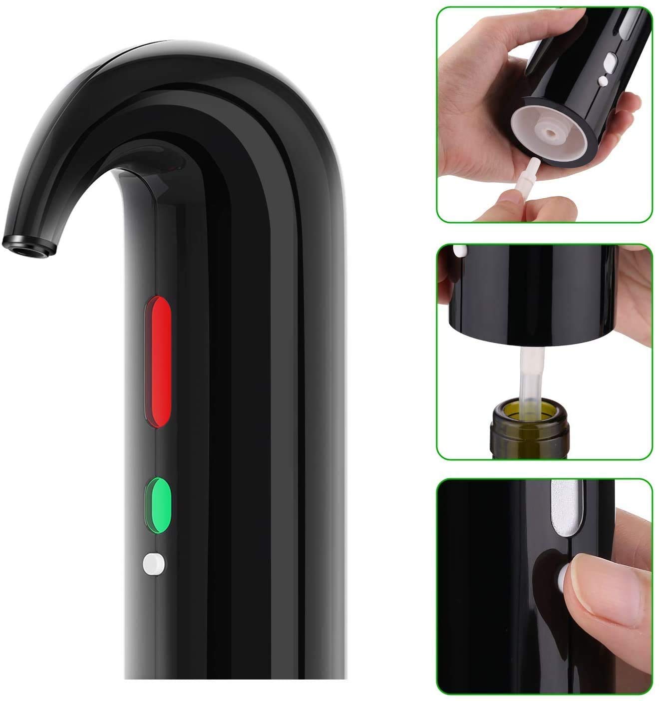 Aérateur de vin électrique - Portable - Automatique - Décanteur à une touche - Pompe pour vin rouge et blanc - Avec batterie rechargeable de type C