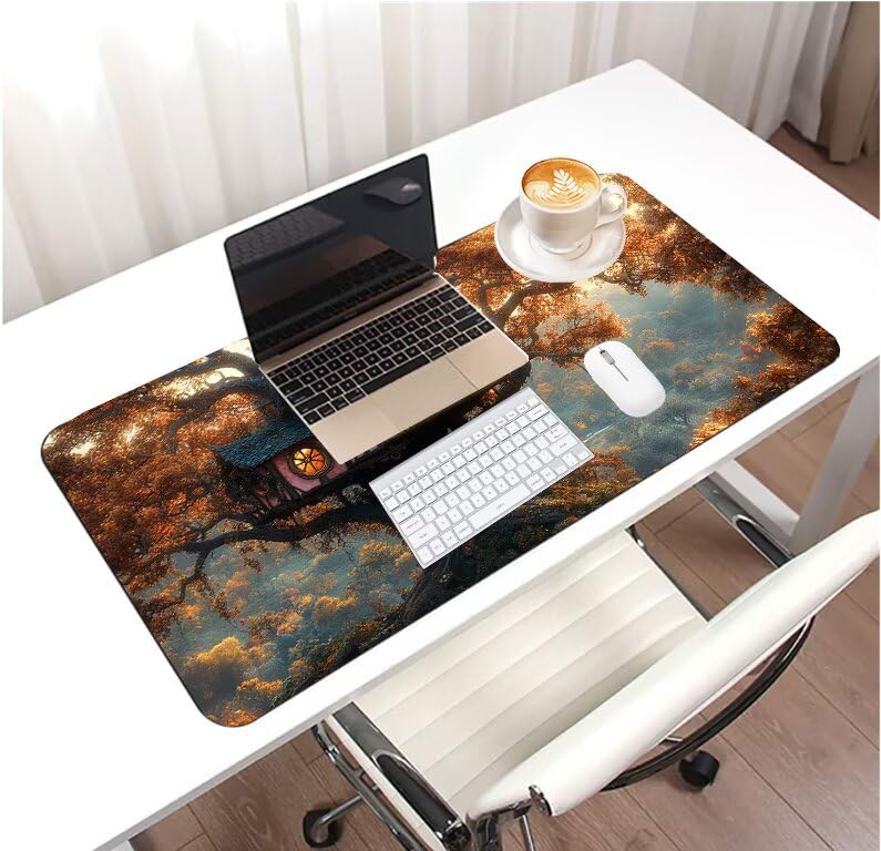 Tapis de souris XXL cabane dans les arbres 100x40cm lavable pour bureau gamer - 3
