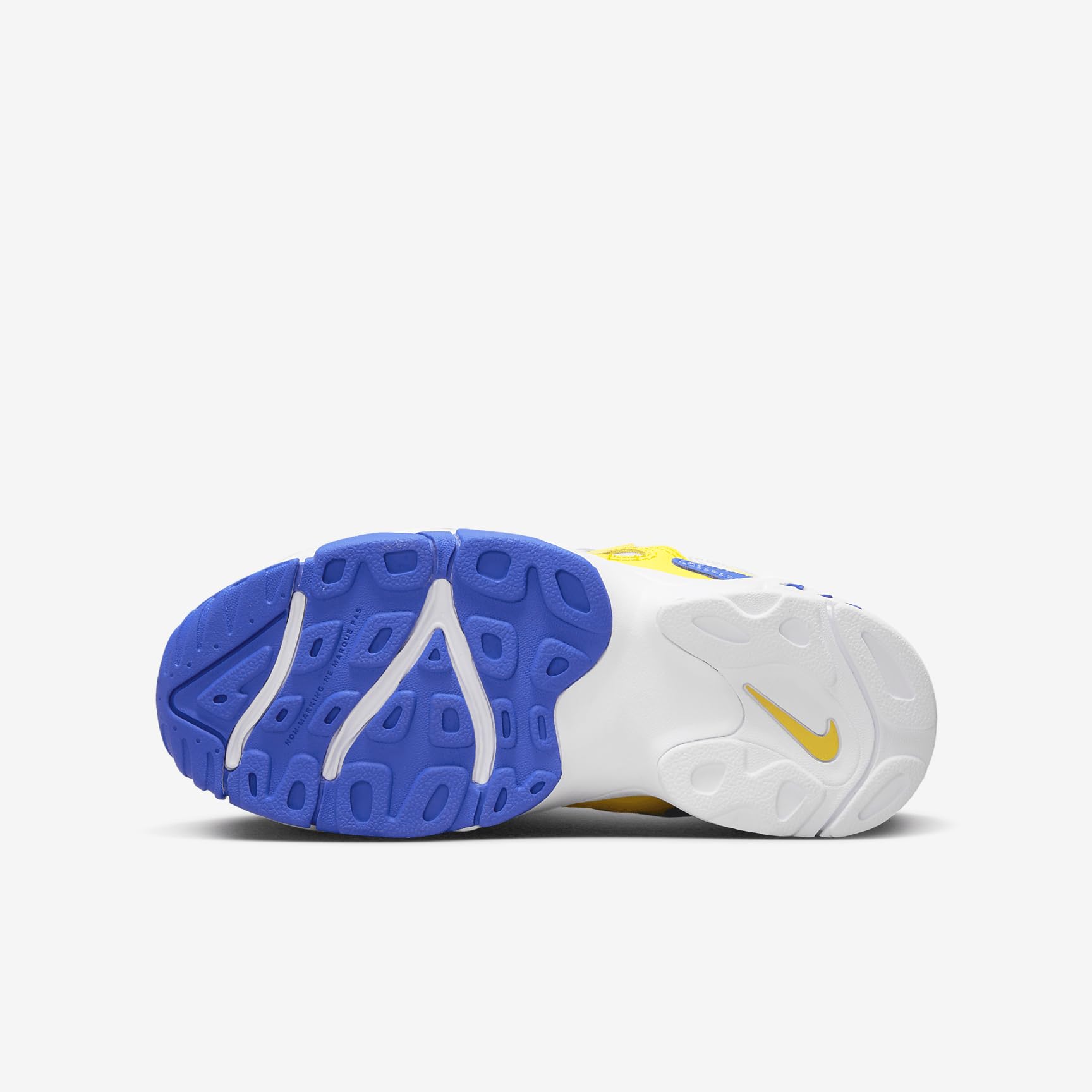 Nike Air Speed Turf Big Kids' Shoes (DZ4448-100, White/Hyper Royal/Tour Yellow) Size 4.5