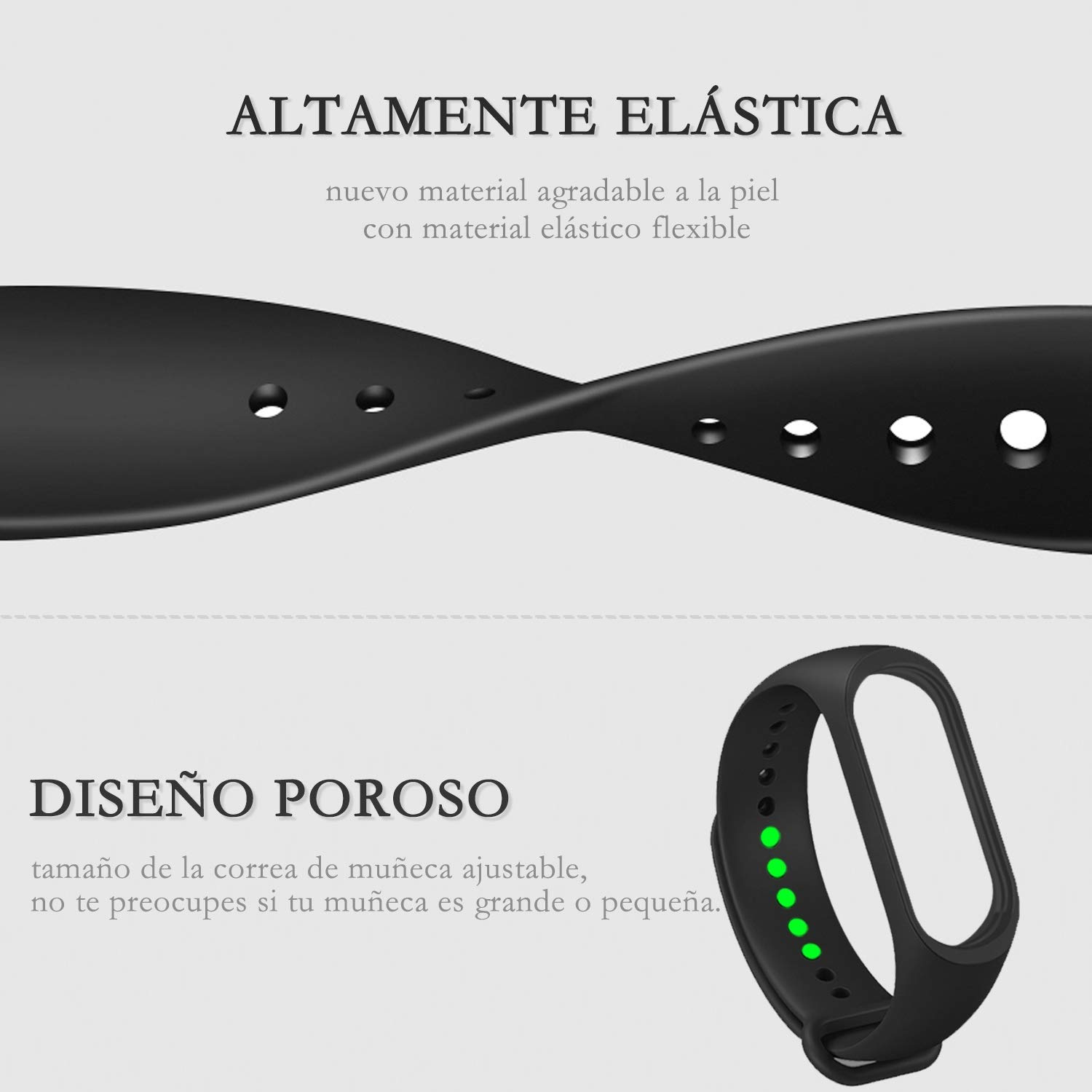Correa Compatible con Xiaomi Mi Band 3/4, Pulsera de Silicona para Mi Fit Band 4 y Band 3