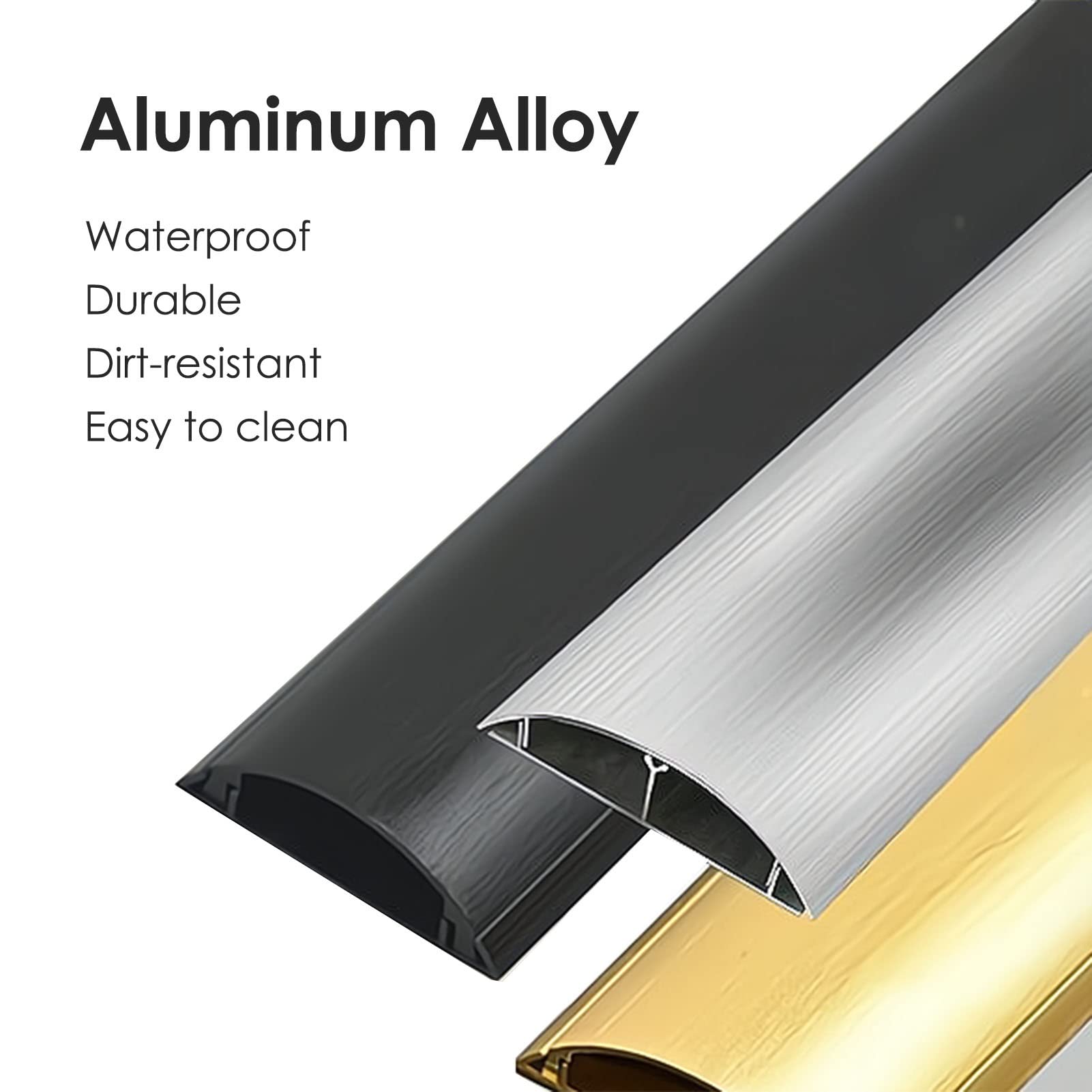 SRNSAEB Cubiertas de Suelo para Cables Pasacables Autoadhesivos, Cubrecables para Interior Y Exterior, Protector De Cables De Aluminio para Suelo para Oficina/Almacén/Aula (Color : Silver)