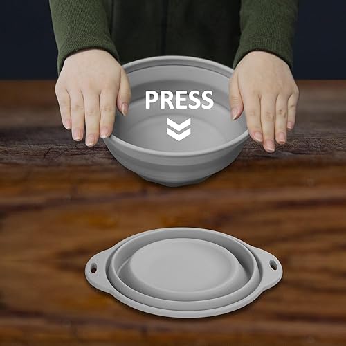 Miniatura 6 de Jovilife Tazón plegable de silicona para ensalada, cuenco plegable para camping, senderismo, contenedor de almacenamiento de silicona de grado