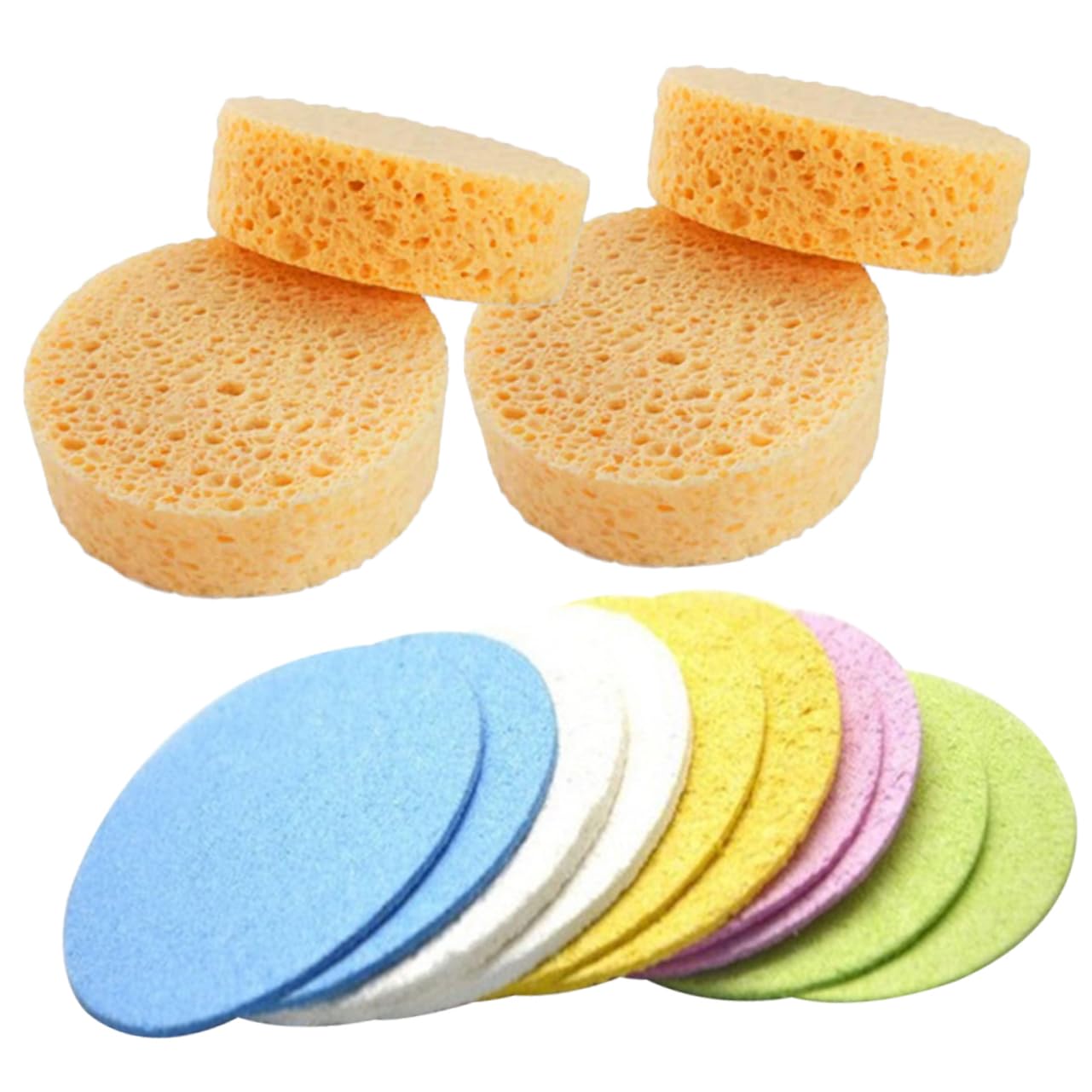 PACKOVE 25Pcs Natural Cellulose Facial Cleansing Sponges Soft Round Face Wash Pads for Gentle Exfoliation and Deep Cleaning for All Skin Types and Daily Use Random Colors