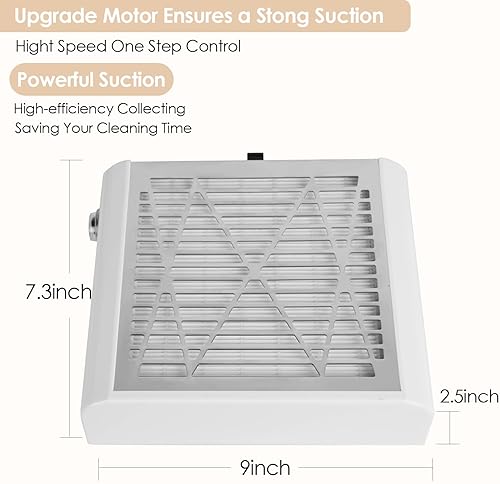 Miniatura 5 de CoFashion Colector de polvo de uñas para eliminar el polvo de uñas, colector de polvo acrílico de uñas, potente colector de plumero de uñas, filtro